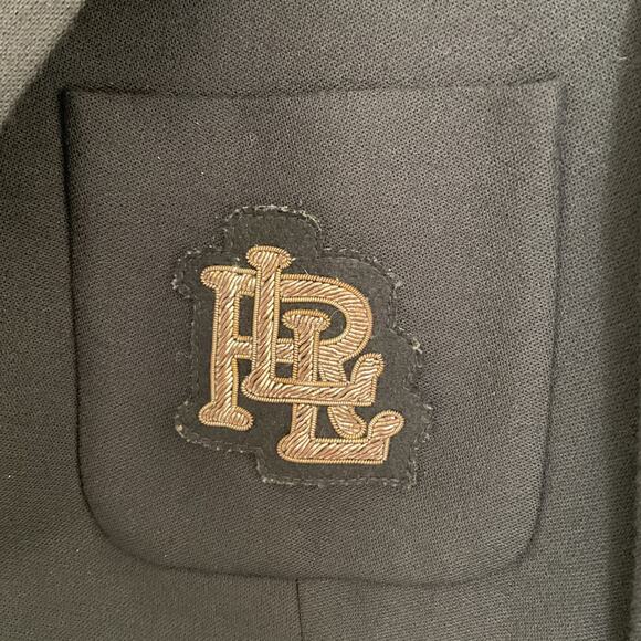 Lauren Ralph Lauren Black Wool Initial's RLL Crest Button Blazer Jacket Sz 6 - Picture 2 of 8